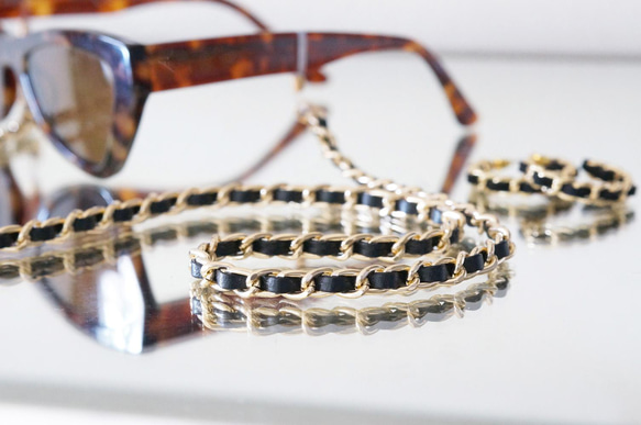 Bicolor Eyeglass Metal Chain[Gold x Black] 3枚目の画像