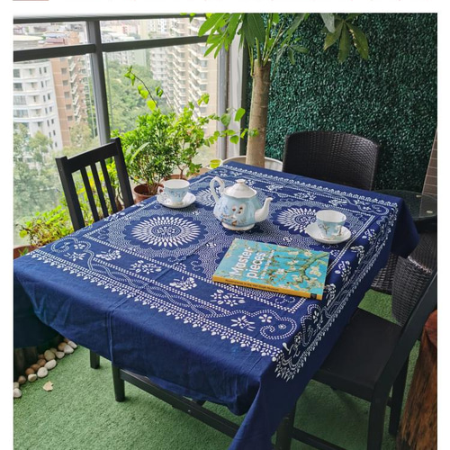 湖南漢民族 インディゴテーブルクロス 100%手作りバティック ペイン