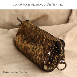 ゴールドがひび割れたような大きな財布/個性的なポーチの長財布/LV-gold 5枚目の画像