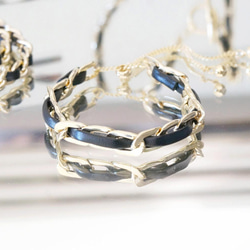 Bicolor Metal Chain Adjustable Bracelet[Gold x Black] 4枚目の画像