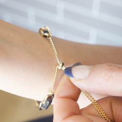 Bicolor Metal Chain Adjustable Bracelet[Gold x Black] 5枚目の画像