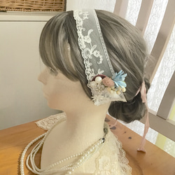 【ヘッドドレス】国産レース　ドライフラワー　ピンク　ヘアアクセ　結婚式　ウエディング　ブライダル　　結婚式397 7枚目の画像