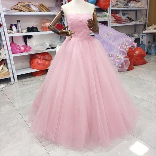 高品質！ ソフィアピンクカラードレス ソフトチュール ベアトップ  
