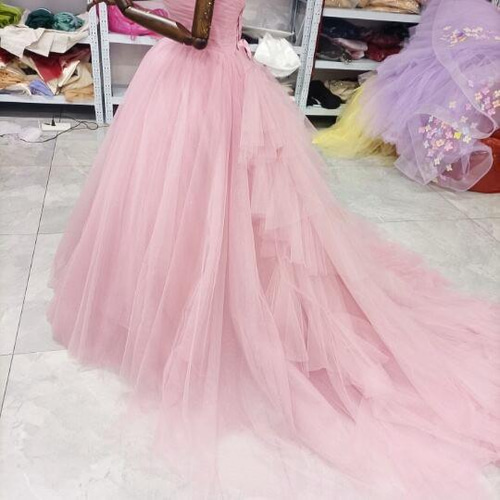 高品質！ ソフィアピンクカラードレス ソフトチュール ベアトップ  