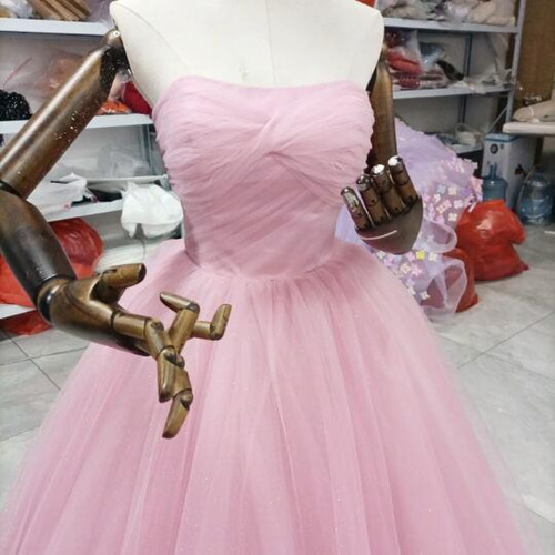 高品質！ ソフィアピンクカラードレス ソフトチュール ベアトップ  