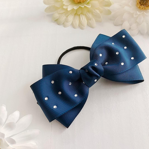 リボン ラインストーン 大人かわいい フォーマル ヘアゴム 晴る日 通販