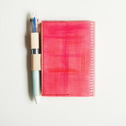 革のノートカバー【赤】（A7サイズ） 手帳カバー　本革・レザー 2枚目の画像