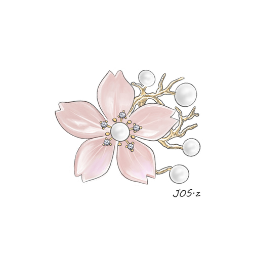 白/ピンク 桜とパール ブローチ お花の色が選べます さくら ブローチ