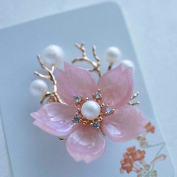 桜とパール ブローチ お花の色が選べます さくら ブローチ JOS