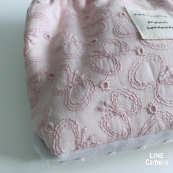 ✳︎春色✳︎cottonちょうちょ刺繍レース　くすみピンクシリーズ　切替マチのバネ口ポーチ　バネ口12cm 4枚目の画像
