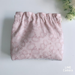 ✳︎春色✳︎cottonちょうちょ刺繍レース　くすみピンクシリーズ　切替マチのバネ口ポーチ　バネ口12cm 2枚目の画像