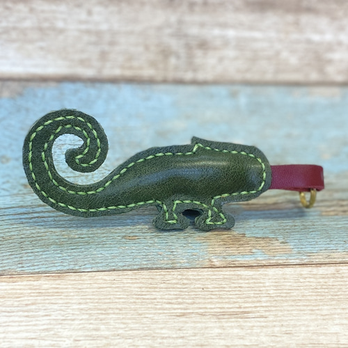 レザーショップが作る動物園のお土産～☆カメレオン☆グリーン☆革製品