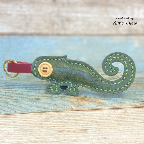 レザーショップが作る動物園のお土産～☆カメレオン☆グリーン☆革製品