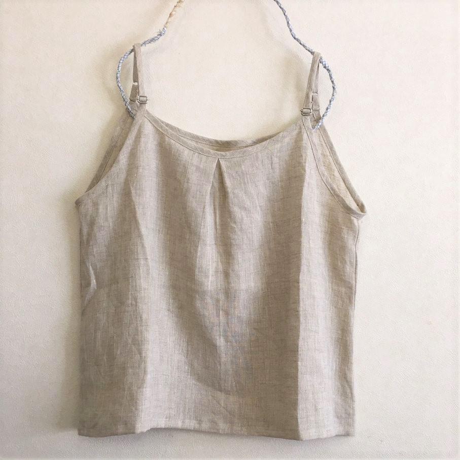 リネンのインナーキャミソール(フラックス・ブラック）・ホワイトは受注製作