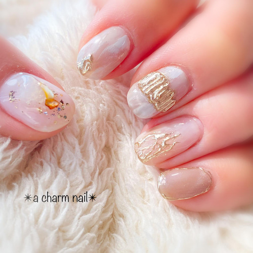 ✴︎シェルネイル✴︎ リングネイル ミラーネイル ニュアンスネイル  