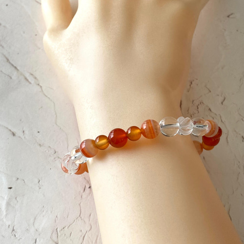 ◇ビタミンカラーの幸運ブレスレット◇カーネリアン/サードオニキス