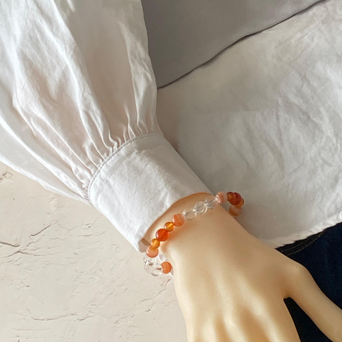 ◇ビタミンカラーの幸運ブレスレット◇カーネリアン/サードオニキス