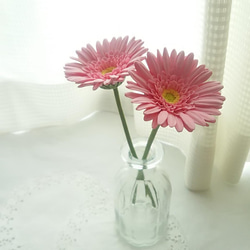 《定制》 ❁2 件套粉紅色粘土花非洲菊、室內花、單花瓶 ❁ 第4張的照片