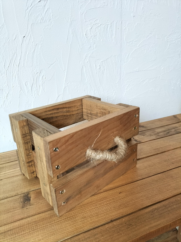木箱　鉢カバー　ウッドボックス　小物入れ　ライトブラウン　木目調 4枚目の画像