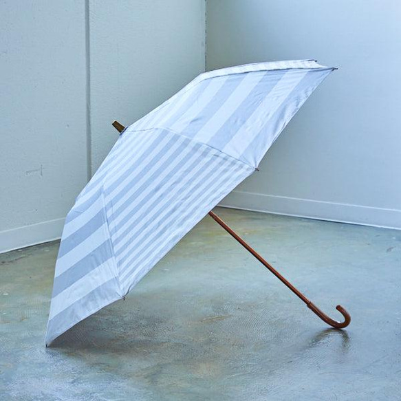 【晴雨兼用】 coccaの日傘 shimauma シマウマ（折りたたみ傘）《TPS-1070-1A グレー》 3枚目の画像