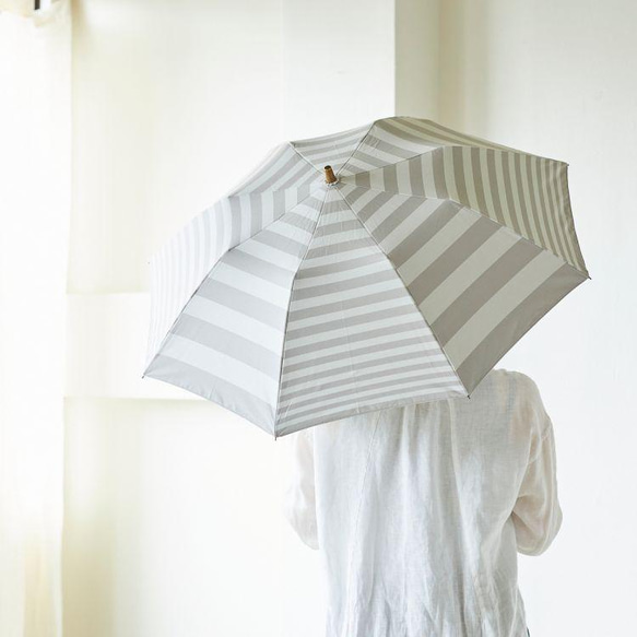【晴雨兼用】 coccaの日傘 shimauma シマウマ（折りたたみ傘）《TPS-1070-1A グレー》 2枚目の画像