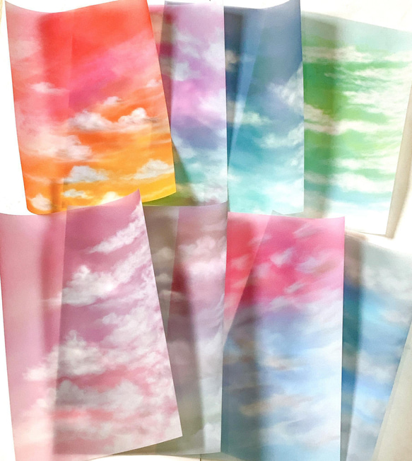 カラフル空 8枚セット トレーシングペーパー かわいい おしゃれ