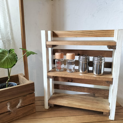 ☆再販×3☆台所周りもスッキリ収納♪キッチン収納棚♪4段 ミディアム