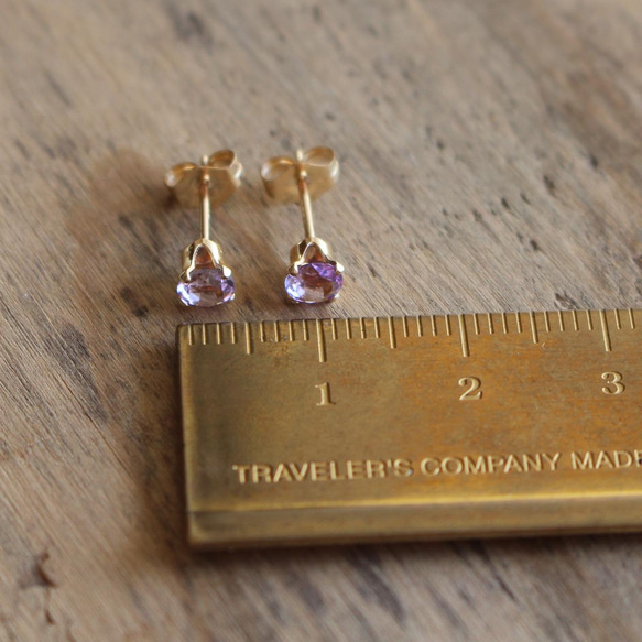 二月生日石，紫水晶&lt;寶石品質AAA&gt;耳釘(K14GF) ✨生日禮物，外出✨ 第7張的照片