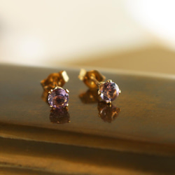 二月生日石，紫水晶&lt;寶石品質AAA&gt;耳釘(K14GF) ✨生日禮物，外出✨ 第3張的照片