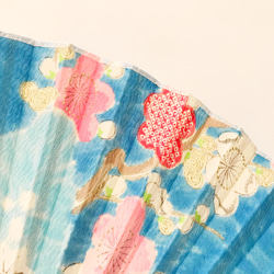 着物扇子　アンティークの絹の着物使用　日本の京都の職人が手仕事で制作　オンリーワン　プレゼントに最適 #31 5枚目の画像