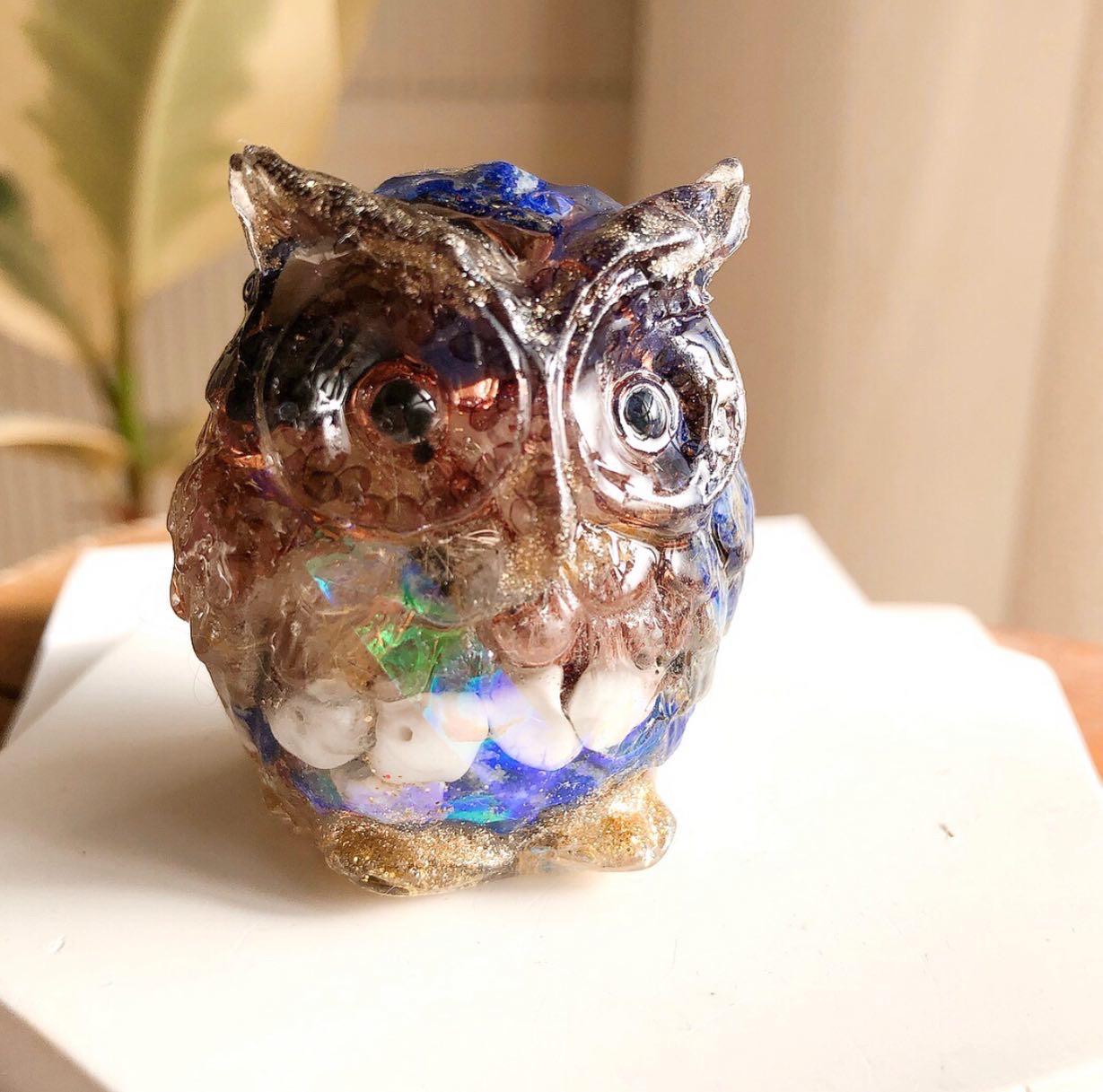 イベ価格特大★縁結び★目標達成幸せのフクロウオルゴナイト