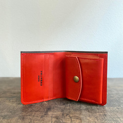 二つ折り財布 テトラ・ウォレット ブラウン×レッド 2枚目の画像