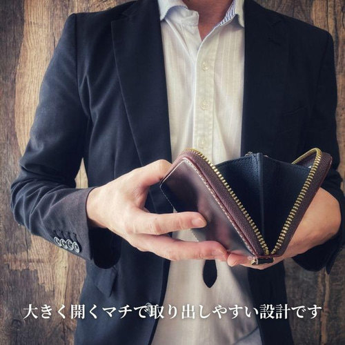 送料無料 長財布 メンズ ラウンドファスナー 本革 ストラップ付き 牛革