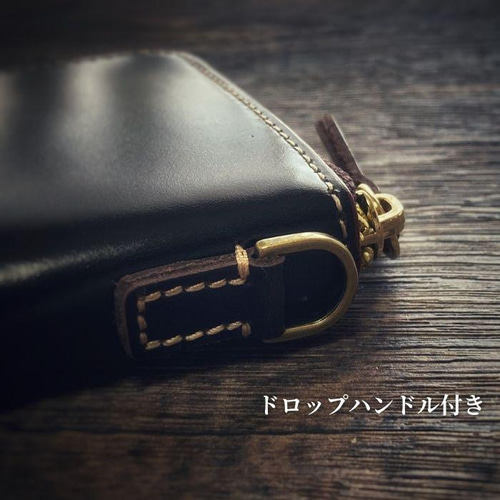 送料無料 長財布 メンズ ラウンドファスナー 本革 ストラップ付き 牛革