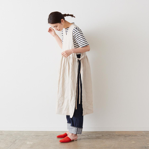 cocca for】 日に日になじむ、リネンエプロンワンピース《TPO