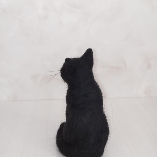 羊毛フェルト】ミニミニ黒猫～お座り～ 羊毛フェルト パステル