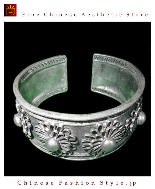中国のエスニックブレスレットミャオ族手芸ジュエリーシルバーユニークモデル＃223