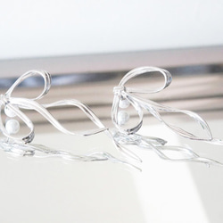 Silver Ribbon Long Earrings 2枚目の画像