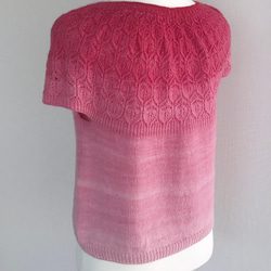手編み半袖ニット オーストリア産「Wollelfe」手染め毛糸 4枚目の画像
