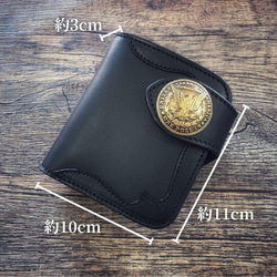 二つ折り財布 バイカーズウォレット ミニ財布 メンズ 本革 小さい財布 ミドルウォレット ライダースウォレット 大容量 13枚目の画像
