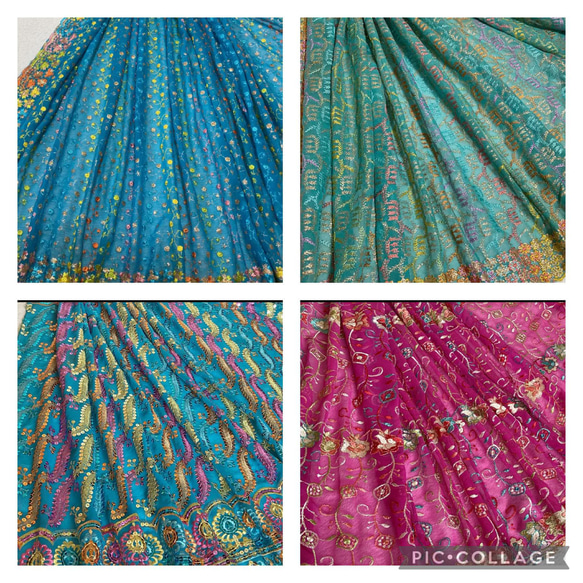 Creema春の福袋2022 インド刺繍布 ドゥパタ レース チュール はぎれ 結婚式 アジアン エスニック スカート 4枚目の画像