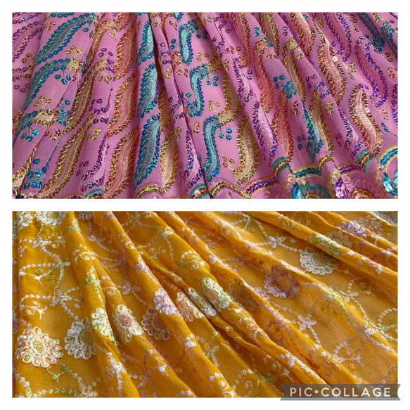 Creema春の福袋2022 インド刺繍布 ドゥパタ レース チュール はぎれ 結婚式 アジアン エスニック スカート 5枚目の画像
