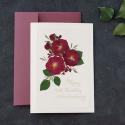 ◆選べるメッセージ◆ 押し花とカリグラフィーの少し大きめオーダーカード　本物のミニバラのカード　特別な記念日や寄せ書きに 4枚目の画像