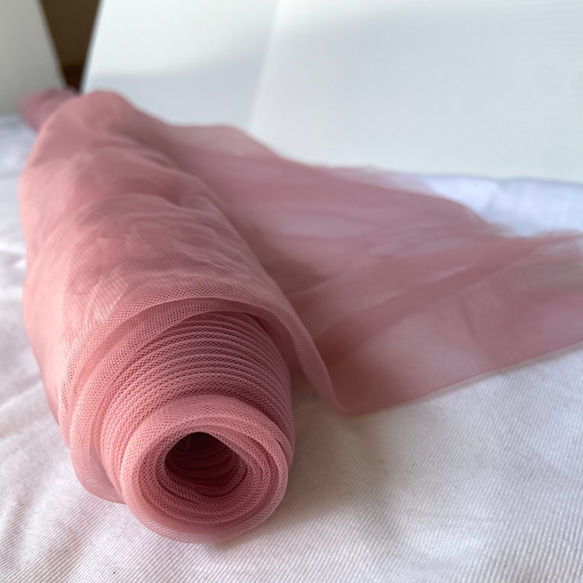 幅広150cm】ソフトチュール生地 オールドローズ｜なめらかでやわらかな