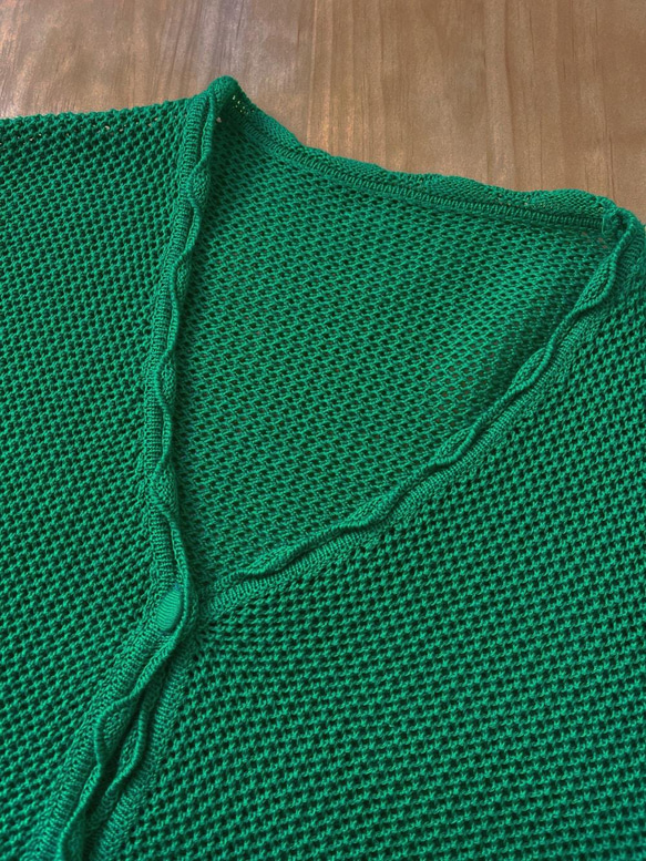 綠色V領鏤空針織開衫|針織衫|外套|春款|Sora-900 第12張的照片