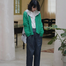 綠色V領鏤空針織開衫|針織衫|外套|春款|Sora-900 第7張的照片