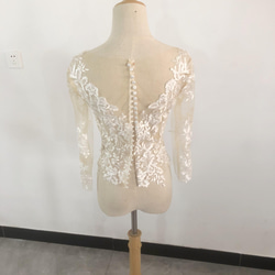 高品質上衣 Bolero 優雅透明袖子 3D 立體蕾絲刺繡胡桃鈕扣 / 2nd 派對 第2張的照片