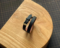 新作　高級フランス産　エプソン　レザー 使用 ハンドメイド　ブレスレット　革　二重巻き