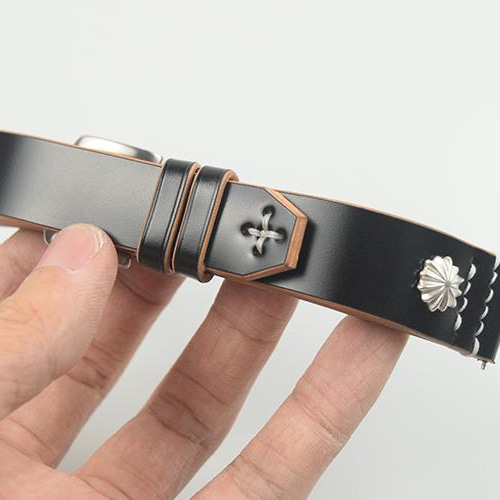受注製作 新喜皮革コードバン スタッズ：シルバー925 時計ベルト