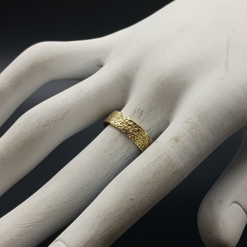 5mm幅】真鍮 槌目リング 夕焼けに染まる水面｜中太・キラキラ・ユニ